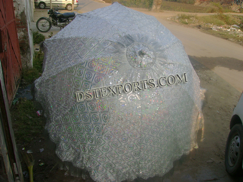 Wedding Embroidered Silver Umbrella 