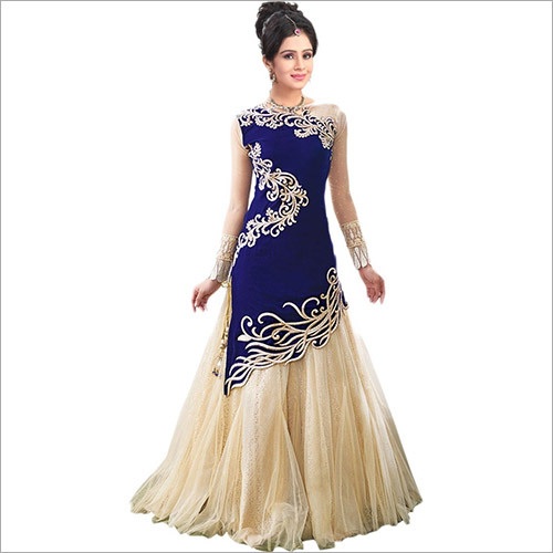 BLUE VELVET ANARKALI GOWN