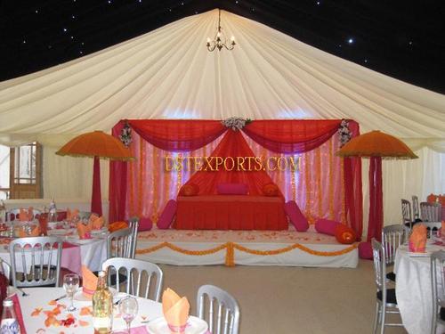 Wedding Stage Decor Umbrellas - Polyester 8ft Diameter Red, Iron Frame, 7ft Height | Elegant Design, Durable, Easy Setup