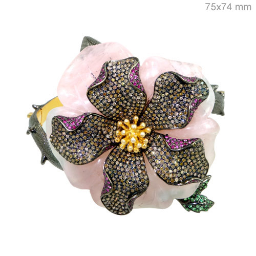 Gemstone Diamond Gold Bangle