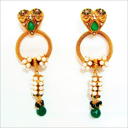 Green Stone Earrings For Women 76A