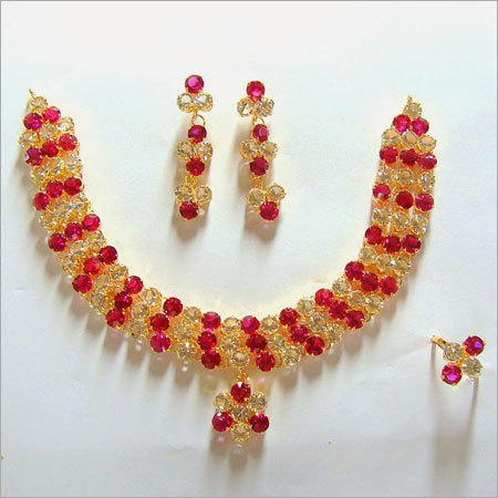 Stone Pink Necklace Set 234