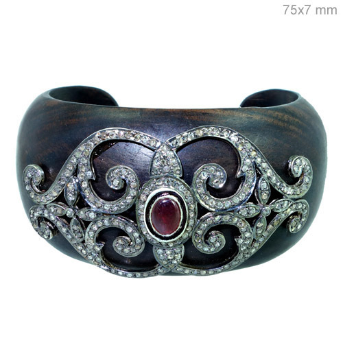 Ruby Diamond Silver Bangle