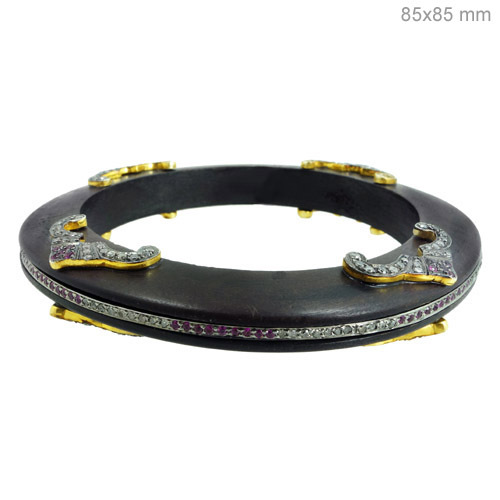 Ruby Diamond Silver Bangle