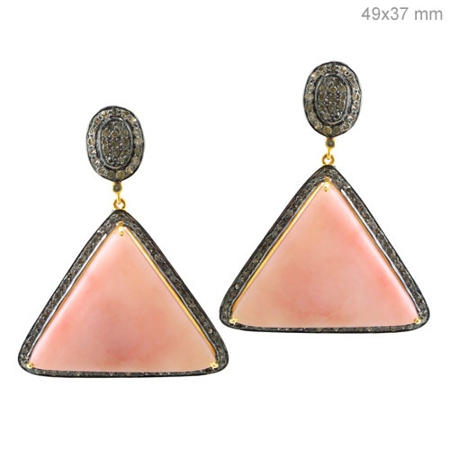 Opal Diamond Gold Earrings