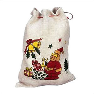 Printed Jute Drawstring Bag