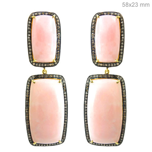 Diamond Opal Gold Earrings