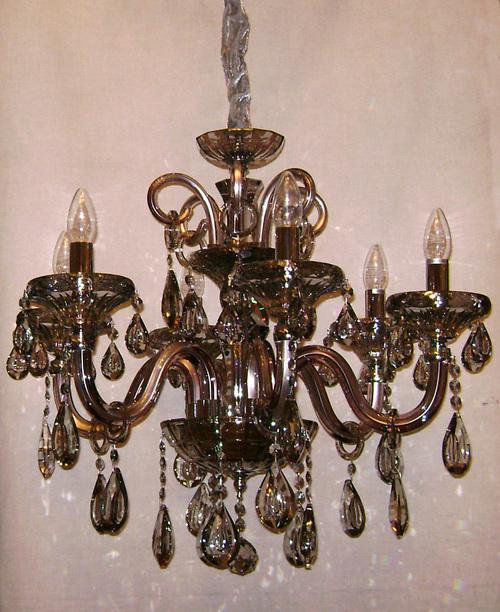 Chandelier - Crystal & Metal, 50x50x60 cm, Bronze Finish | Ample Illumination, Elegant Design, Easy Installation, 6x40W Bulbs