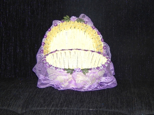 Designer Fruit Basket - Wire & Fabric, 8x6x5 Inches, Purple | Elegant Design, Durable, Gift Presentation, Home Decor