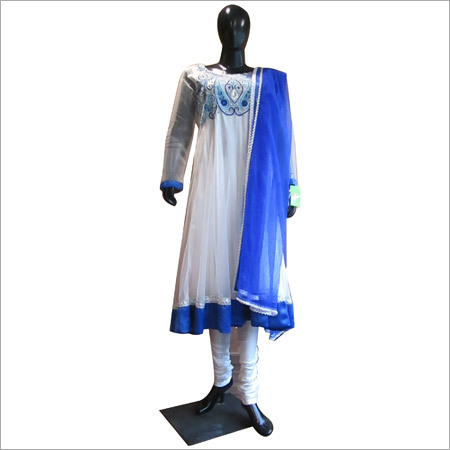 White Blue Party Wear Dress