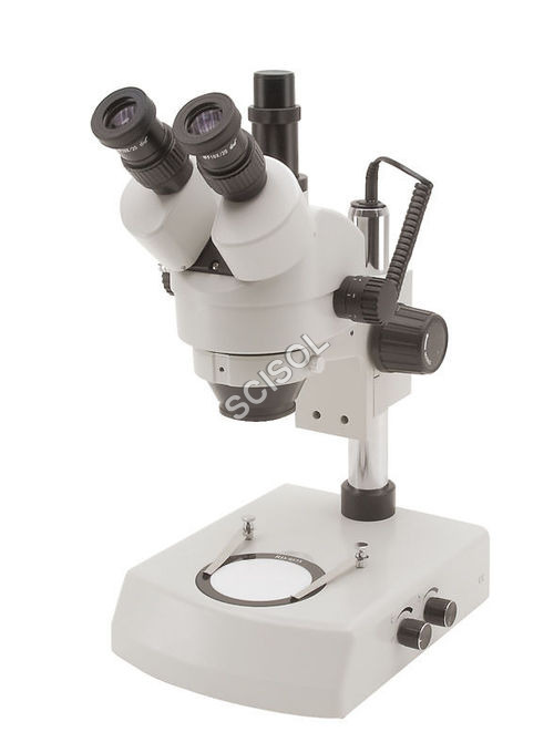 Stereo Zoom Trinocular Microscope - Magnification 7x-45x, Working Distance 80 mm | 360° Rotatable Trinocular Head, Clear Images, Rack & Pinion Focusing, Wide Field Eyepieces, Halogen Illumination