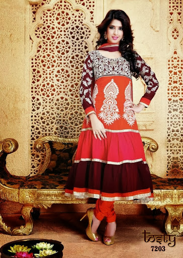 Embroidered Anarkali Dress Material