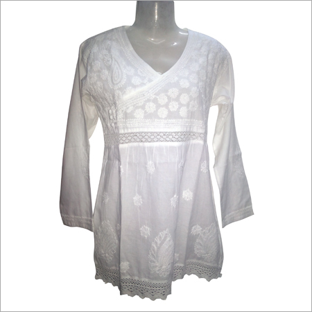 Embroidery Chikankari Kurtis - Cotton, 30-32 Inches, White | Elegant Design, Perfect Fit, Neat Stitching, Smooth Finish