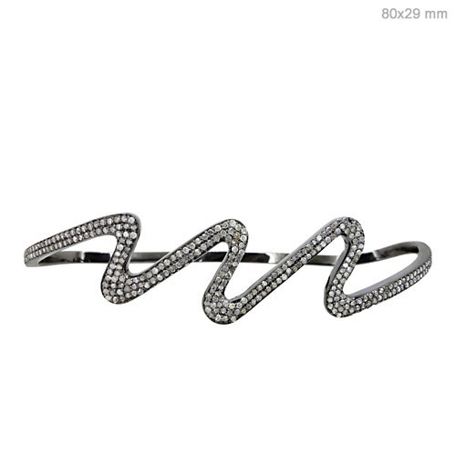 925 Sterling Silver Diamond Palm Bracelet