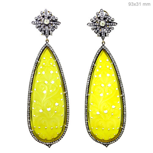 Agate Diamond Gold Earrings