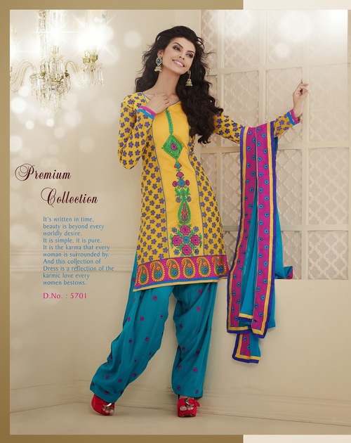 New Patiala Dresses On Chanderi Cotton