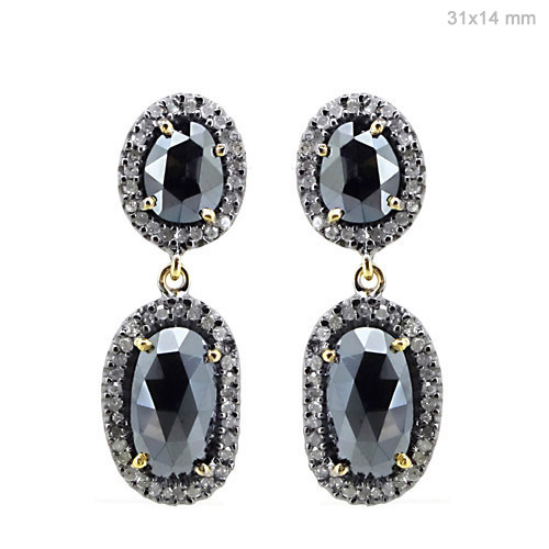 Gold Diamond Black Spinel Earrings