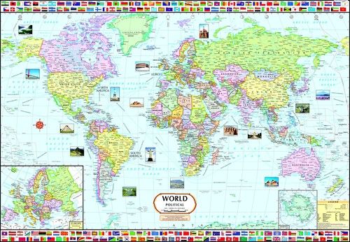 World Political Map Dimensions: 70 X 100 Centimeter (Cm)