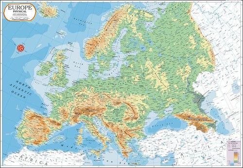 Europe Physical Map Dimensions: 70 X 100 Centimeter (Cm) at Best Price ...