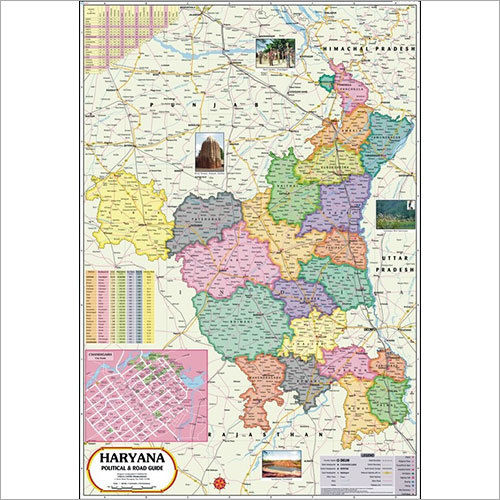 Haryana Political Map Dimensions: 70 X 100  Centimeter (Cm)