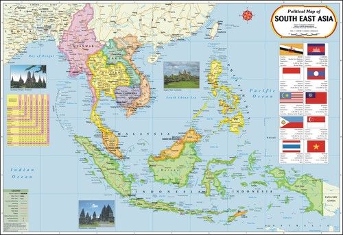 South East Asia Map Dimensions: 70 X 100 Centimeter (Cm)