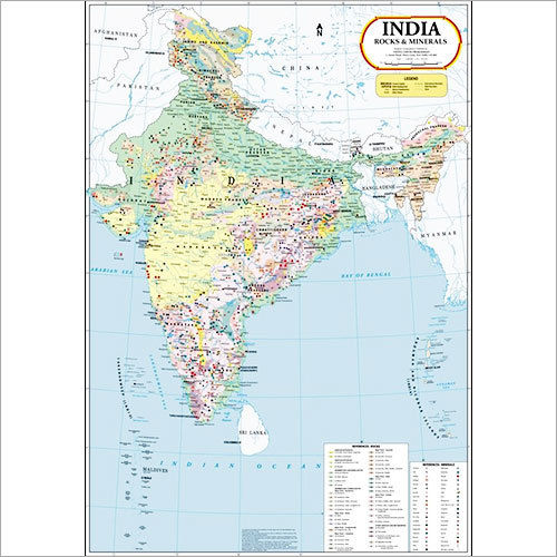 India Rocks & Minerals Map Dimensions: 70 X 100  Centimeter (Cm)