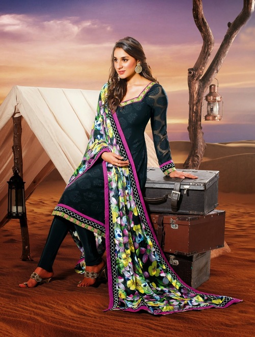 Printed Crepe Salwar Suits