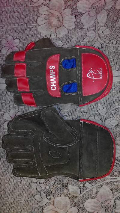 APG Cricket Wicket Keeping Gloves - Premium Quality Leather, Multicolour Design | Comfortable Padding, Dustproof and Waterproof Features