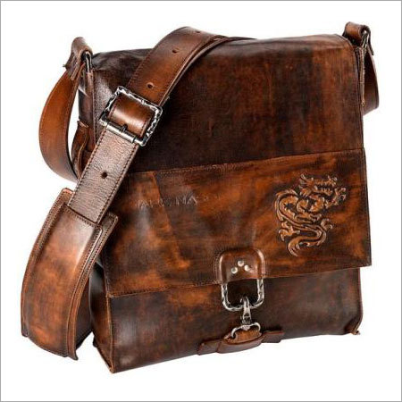 Embossed Leather Messenger Bag