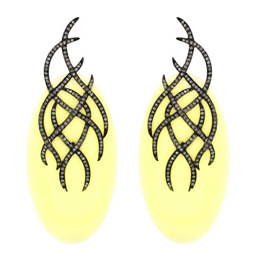 Diamond Bakelite Gold Earrings