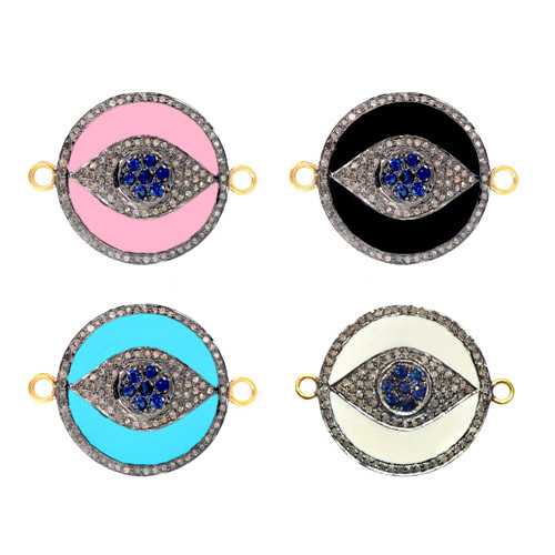 Enamel Diamond Gemstone Connector Jewelry