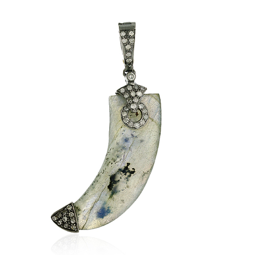 Moonstone 18K Gold Silver Diamond Gemstone Pendant Jewelry