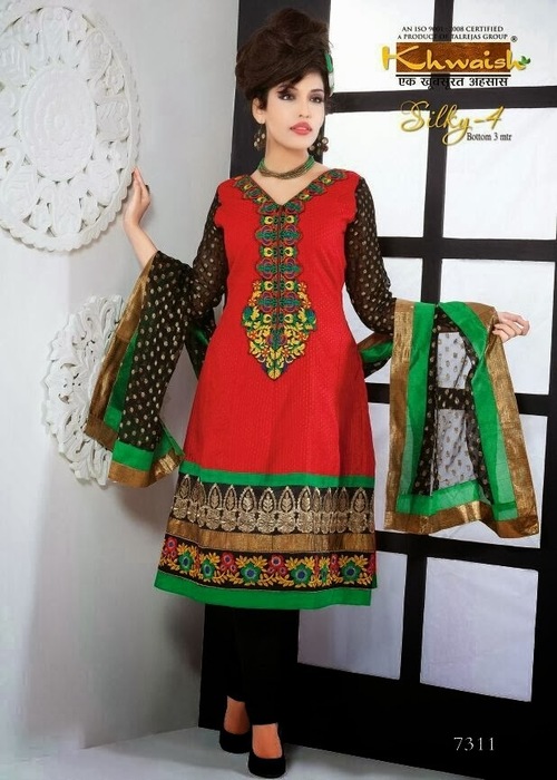 Latest Kalidar Kameez On Chanderi Silk Fabrics