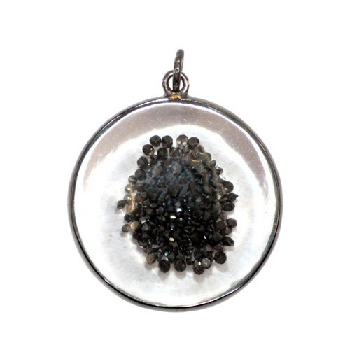 Crystal Quartz Diamond Gold Pendant