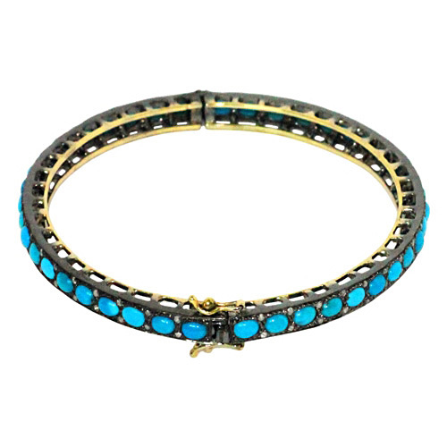 Turquoise Diamond Gold Bangle
