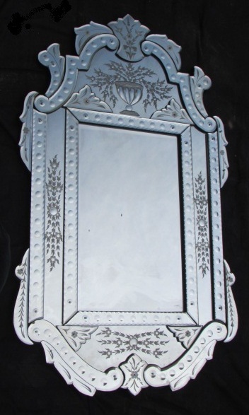 1040 - Glass and Wood Wall Mount, Etched Finish | Elegant Design, Durable Material, Reflective Surface