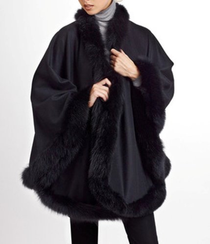Pure Cashmere Cape With Fox Furs