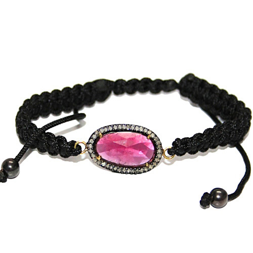 Diamond Rubelite Gold Bracelet