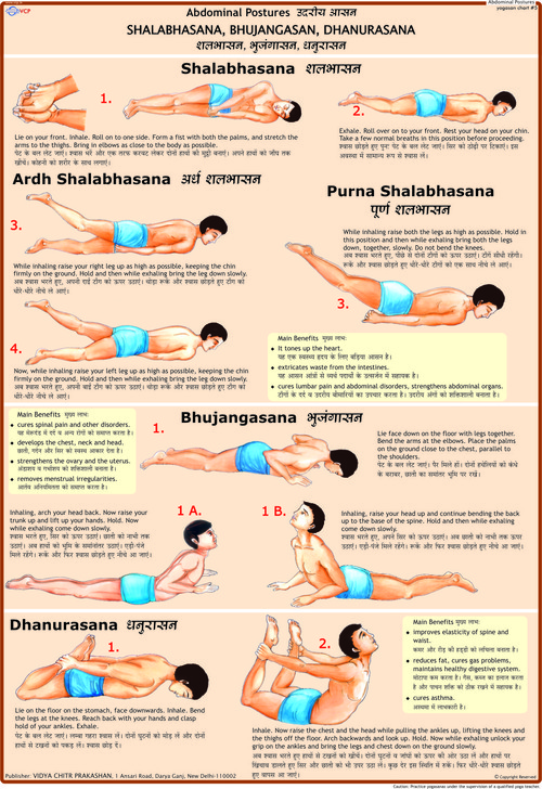Shalbhasana, Bhujangasana, Dhanurasana Chart