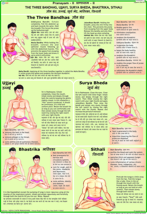Pranayam 2 -The Three Bandhas, Ujjayi, Surya Bheda, Sithali Chart
