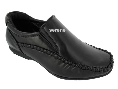 Leather Shoes - Leather, Varied Sizes, Black | Slip-On Style, Comfortable, Durable, Fine Finish, High-Quality, Smooth Texture, Versatile