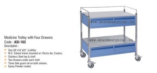 Medicine Trolley with Four Drawers