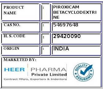 Piroxicam Betacyclodextrin Piroxicam Betacyclodextrin