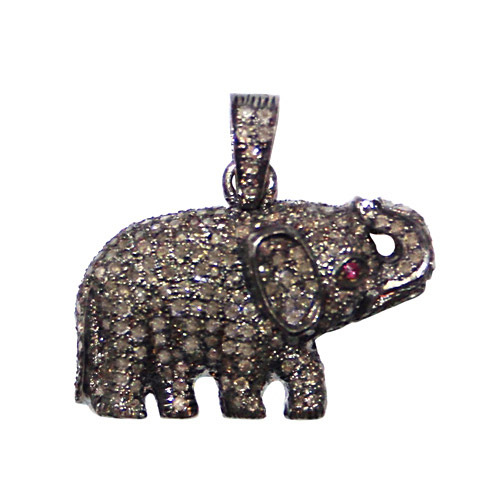 Diamond Ruby Sterling Silver Pendant