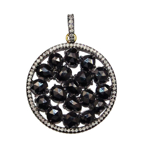 Black Spinel Diamond Gold Pendant