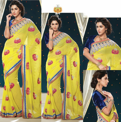 GEORGETTE SAREE WITH VELVET BLOUSE