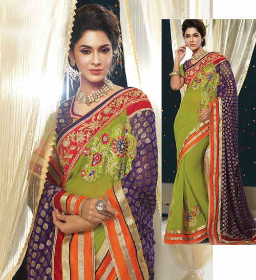 VISCOSE GEORGETTE SAREE WITH ART SILK BLOUSE