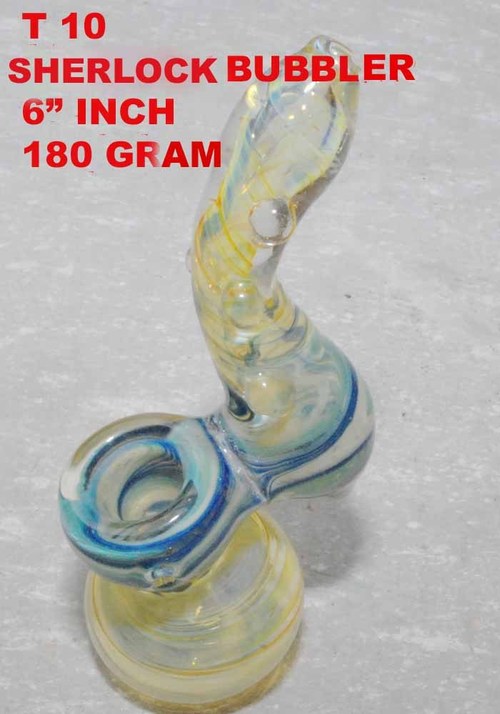 Sherlock Bubbler - Borosilicate Glass, 6 Inches, Multi-Color | Durable, Portable, Easy Cleaning, Stylish Design