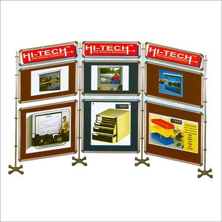 Exhibition Display Systems - Felt Material, Variable Dimensions, Brown Base | Foldable, Magnetic Panels, Adjustable Angle, Heavy Base