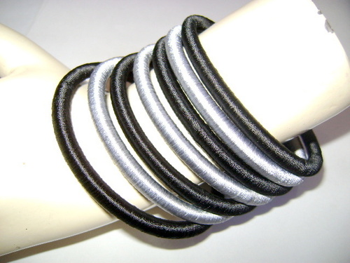 Party Wear Bangle Set - Fabric, 2.5-3 Inch Diameter, Black | Lightweight, Perfect Shine, Seamless Finish, 12 Bangles